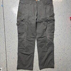 Carhartt Double Front Cargo Pants Mens 42x32 Ripstop Relaxed B342-MOS Distressed